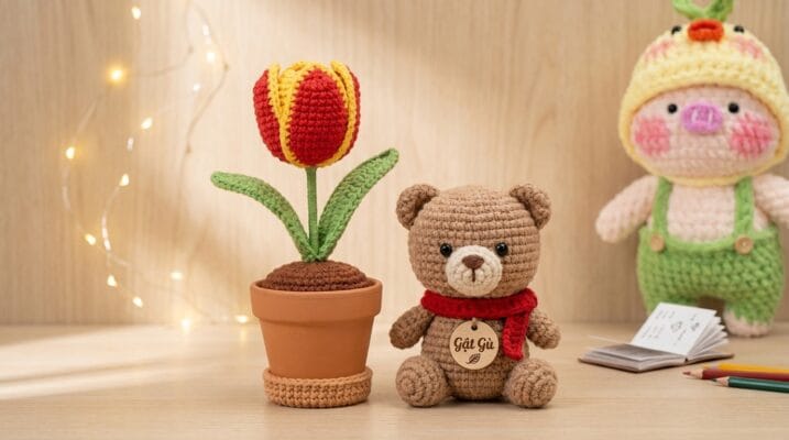Đồ handmade bằng len decor phòng ngủ nhỏ