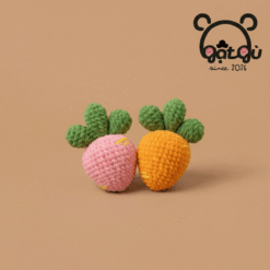 Móc khóa len handmade cà rốt Gật Gù Năng lượng cam hồng xoa dịu ngày dài
