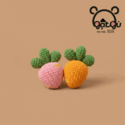 Móc khóa len handmade cà rốt Gật Gù Năng lượng cam hồng xoa dịu ngày dài