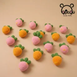 Móc khóa len handmade cà rốt Gật Gù Năng lượng cam hồng xoa dịu ngày dài