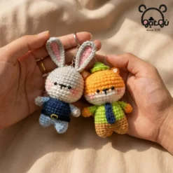 Móc khóa len Zootopia Gật Gù cặp đôi thỏ Judy và cáo Nick thủ công