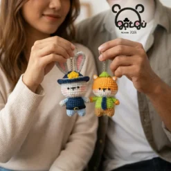 Móc khóa len Zootopia Gật Gù cặp đôi thỏ Judy và cáo Nick thủ công