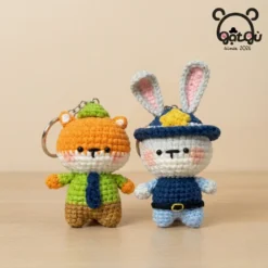 Móc khóa len Zootopia Gật Gù cặp đôi thỏ Judy và cáo Nick thủ công