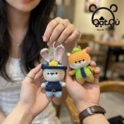 Móc khóa len Zootopia Gật Gù cặp đôi thỏ Judy và cáo Nick thủ công