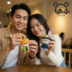 Móc khóa len Zootopia Gật Gù cặp đôi thỏ Judy và cáo Nick thủ công