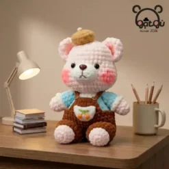 Alternative view of Gấu len Handmade Gật Gù Người bạn yếm nâu nhỏ chữa lành tâm hồn