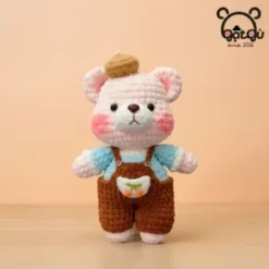 Gấu len Handmade Gật Gù Người bạn yếm nâu nhỏ chữa lành tâm hồn