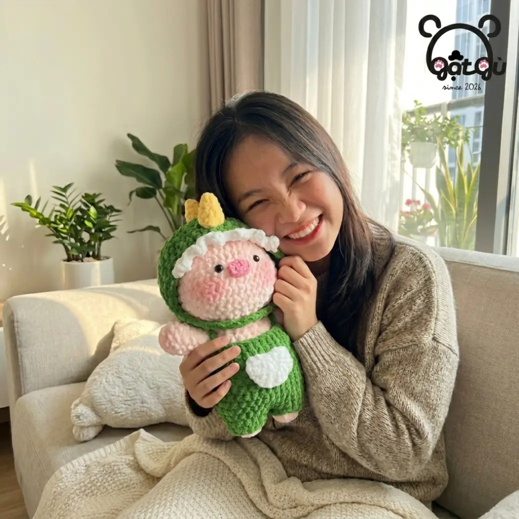 Heo len handmade Gật Gù Khủng long nhỏ xoa dịu tâm hồn - Ảnh 4