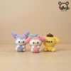 Móc khóa len Sanrio Gật Gù bộ ba Melody Kuromi Pompom thủ công