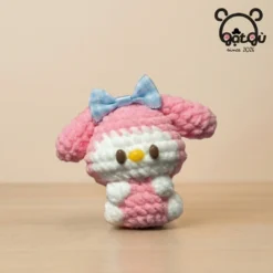 Móc khóa len Sanrio Gật Gù bộ ba Melody Kuromi Pompom thủ công