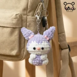 Móc khóa len Sanrio Gật Gù bộ ba Melody Kuromi Pompom thủ công