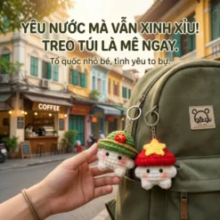 Móc khóa nấm len Gật Gù cặp đôi nấm tí hon tinh thần Việt Nam