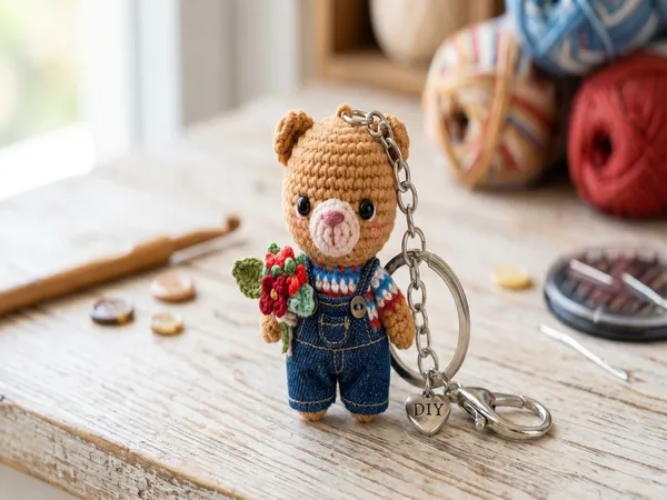Hình ảnh móc khóa gấu bông handmade