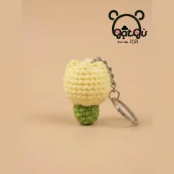 Móc khóa len handmade hoa Tulip Gật Gù sắc hồng vàng vỗ về tâm hồn