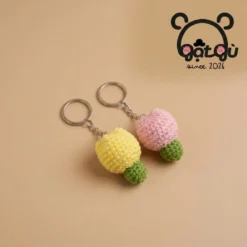 Móc khóa len handmade hoa Tulip Gật Gù sắc hồng vàng vỗ về tâm hồn