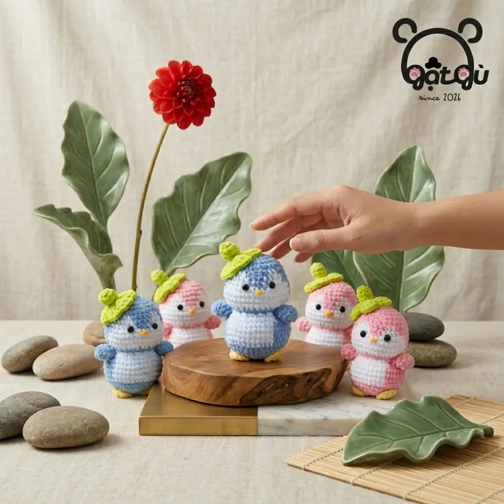 Móc khóa len chim cánh cụt Gật Gù handmade cute - Ảnh 2