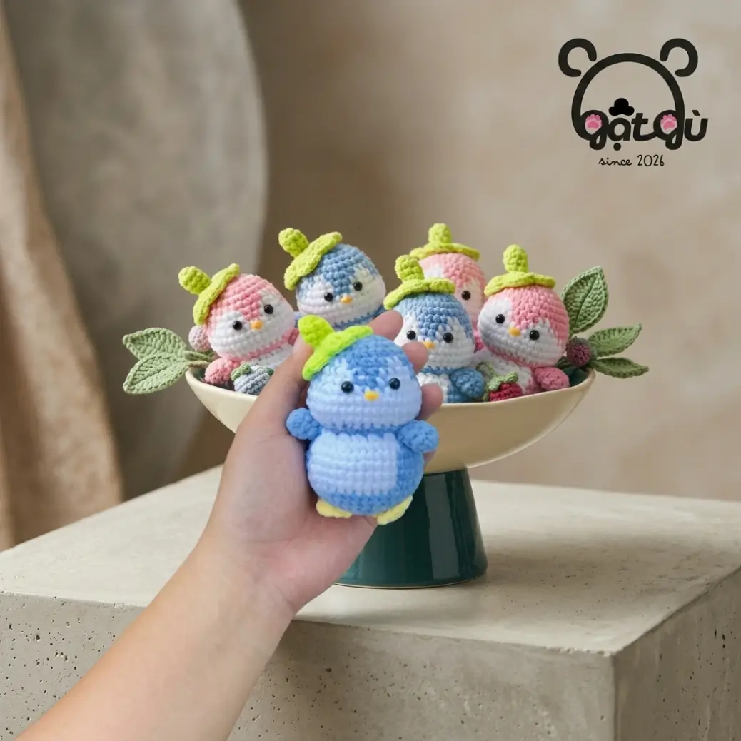 Móc khóa len chim cánh cụt Gật Gù handmade cute - Ảnh 3