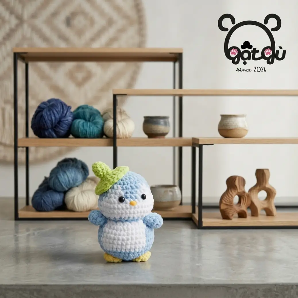 Móc khóa len chim cánh cụt Gật Gù handmade cute - Ảnh 4