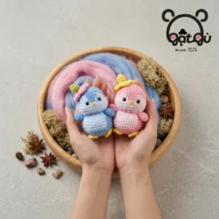Móc khóa len chim cánh cụt Gật Gù handmade cute