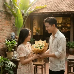 bó hoa cúc trắng Handmade Gật Gù nhỏ nhắn siêu cute