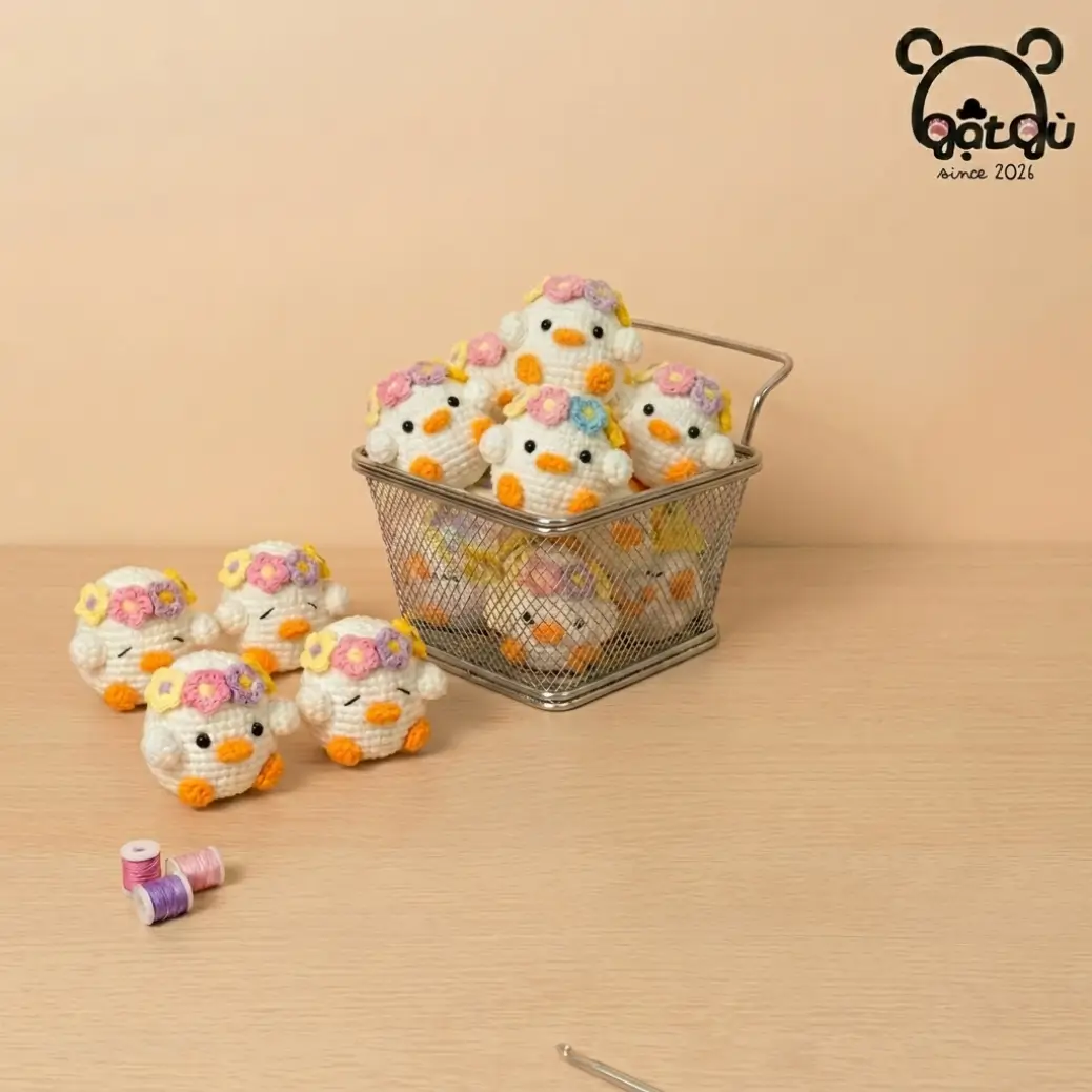 Móc khóa gà con Gật Gù trắng sữa tràn trề năng lượng - Ảnh 3