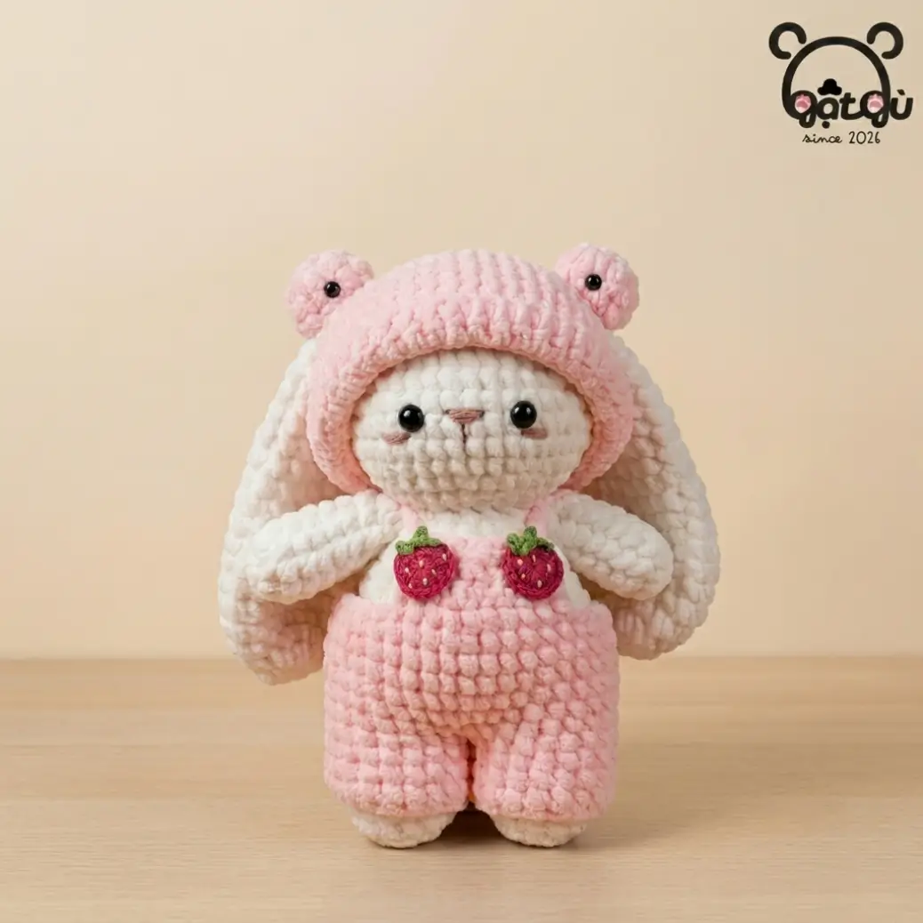 gấu len thỏ hồng Handmade Gật Gù