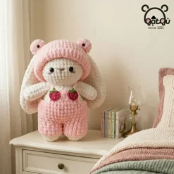 gấu len thỏ hồng Handmade Gật Gù
