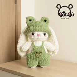 Gấu Len Thỏ Xanh lá Gật Gù nhỏ nhắn đáng
