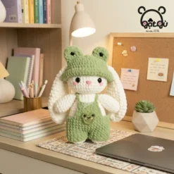Gấu Len Thỏ Xanh lá Gật Gù nhỏ nhắn đáng