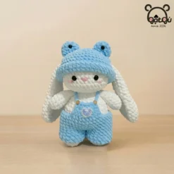 Gấu Len Thỏ Xanh nước biển Gật Gù siêu dễ thương