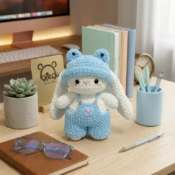 Gấu Len Thỏ Xanh nước biển Gật Gù siêu dễ thương