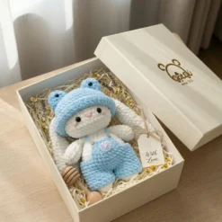 Gấu Len Thỏ Xanh nước biển Gật Gù siêu dễ thương