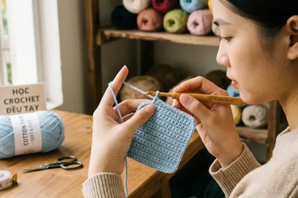 Cách móc len đều tay cho người mới bắt đầu học crochet