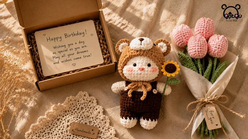 Ý tưởng quà sinh nhật handmade từ len style vintage Gật Gù