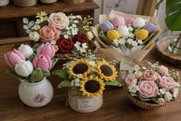 Các loại hoa len handmade phổ biến làm quà tặng decor