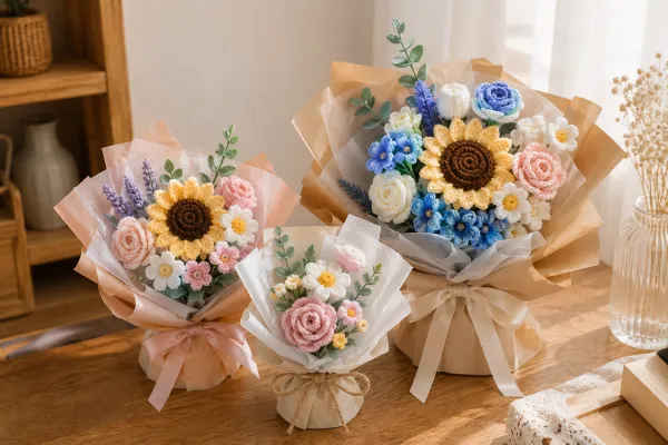 Các mẫu hoa len handmade tặng mẹ theo từng mức giá