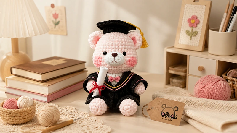 Móc len gấu bông tốt nghiệp